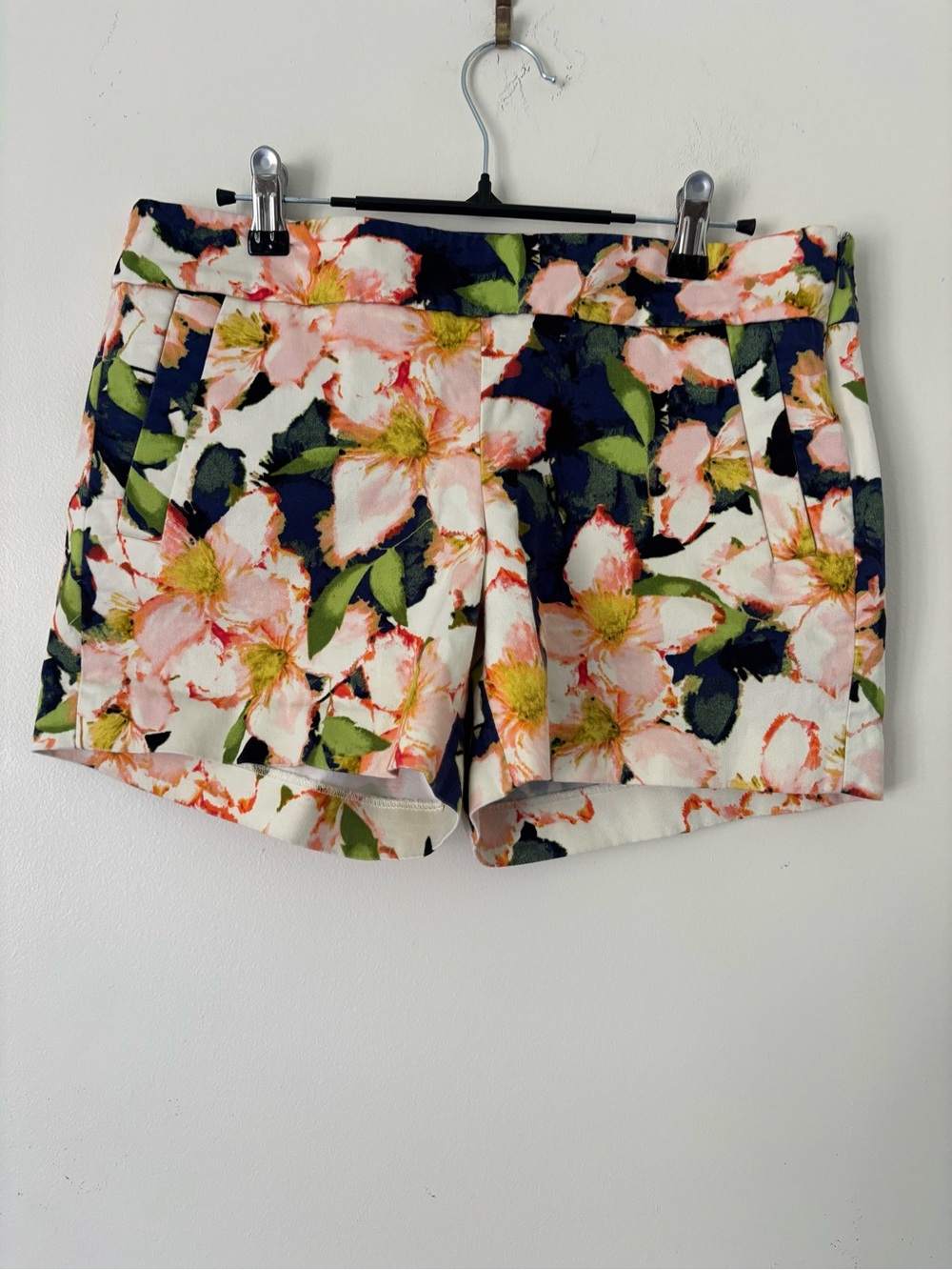 J. CrewColourful  Feminine Floral Print Cotton Shorts - Pink, Navy & Green Sz 6